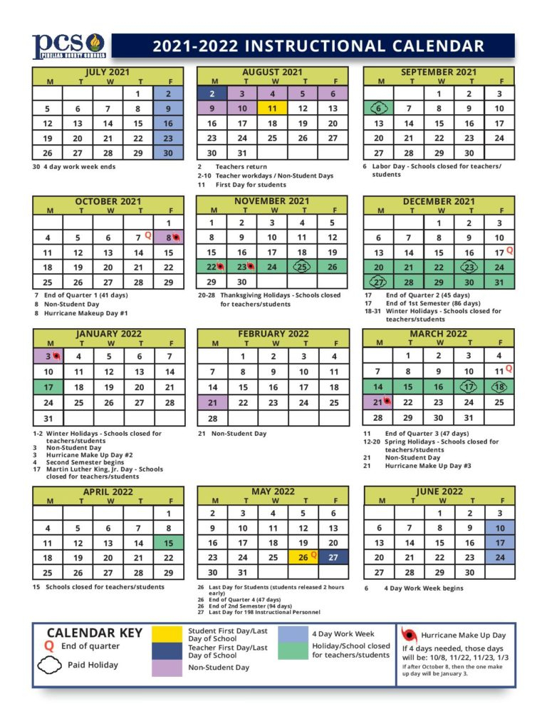 January 2022 School Calendar