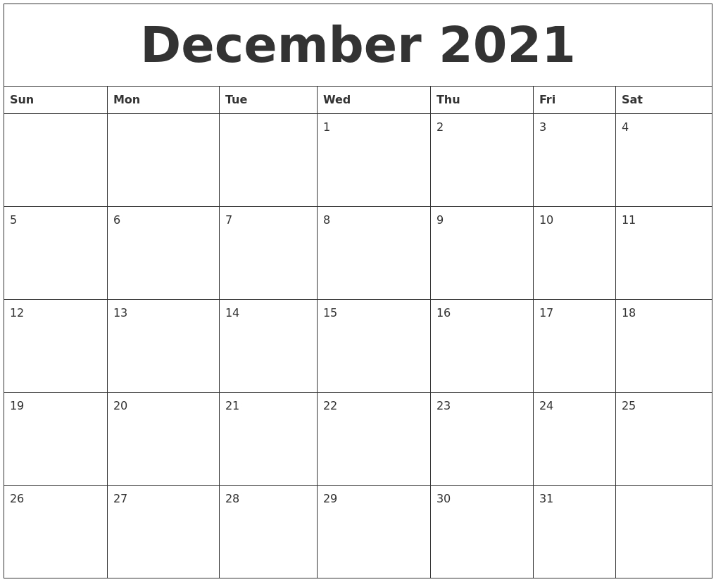 Print Calendar December 2021 January 2022 A4 Calendar