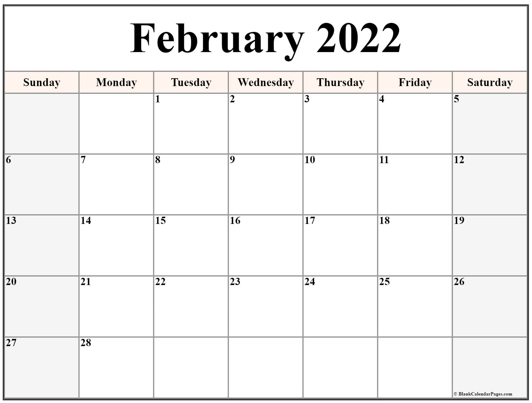 Printable 2021 February 2022 Calendar / February 2022