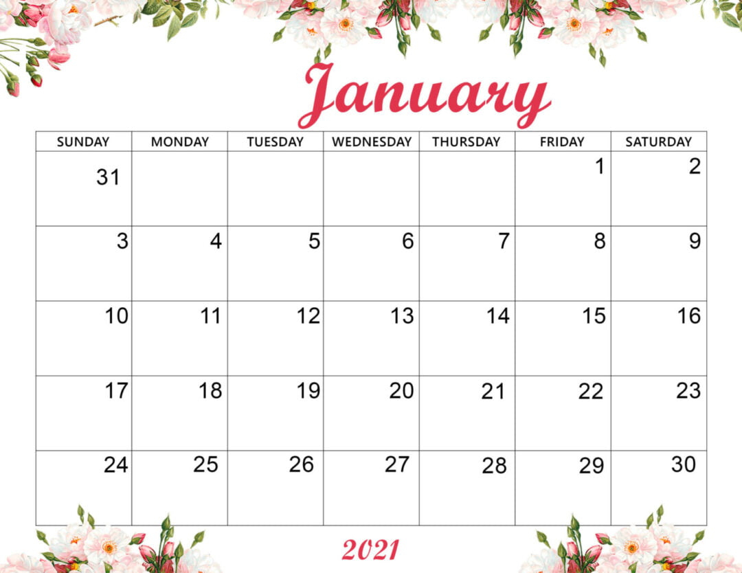 Printable Calendar For January 2021 : Printable 2021