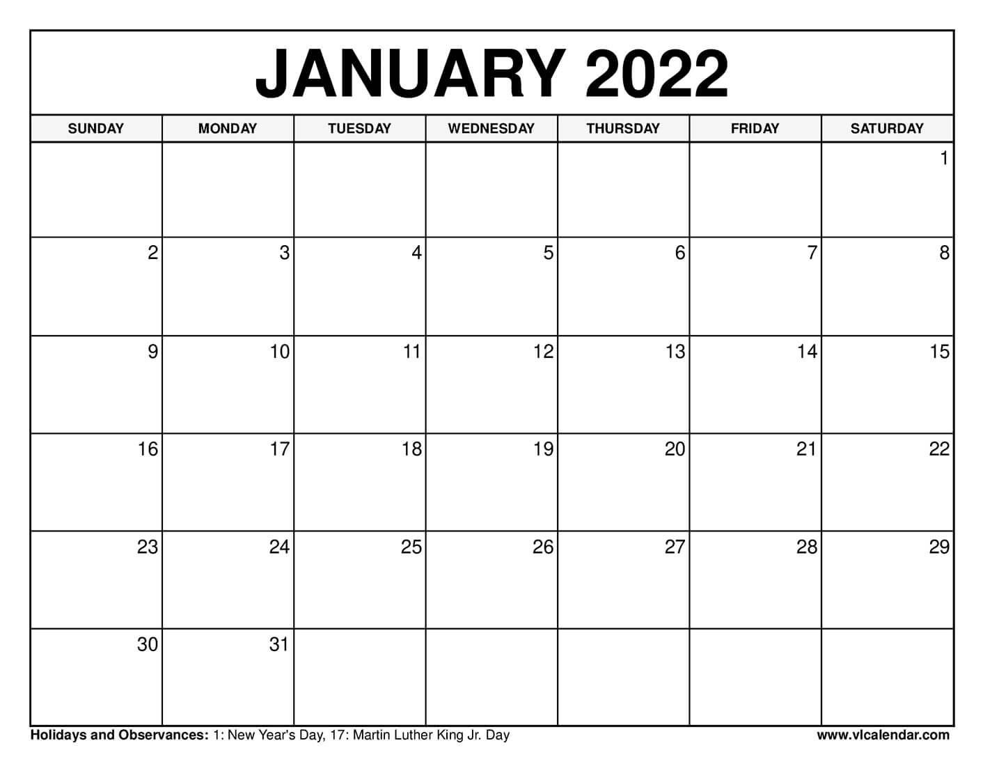Printable January 2021 Calendar Templates With Holidays
