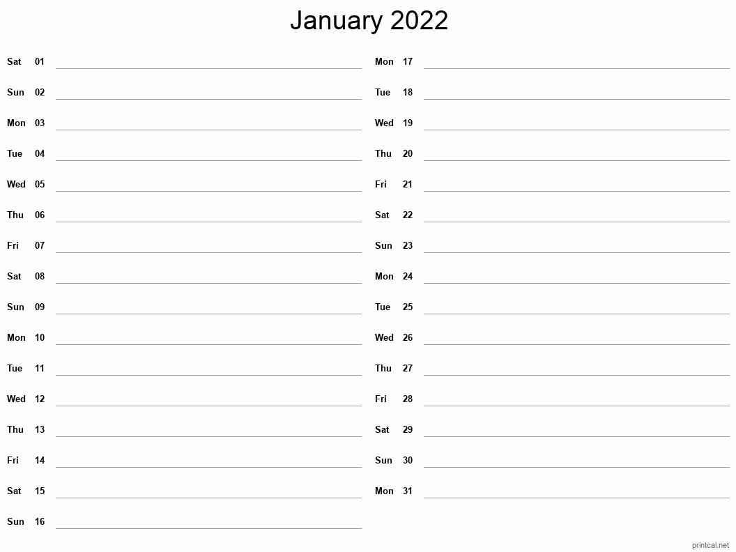 Printable January 2022 Calendar | Free Printable Calendars