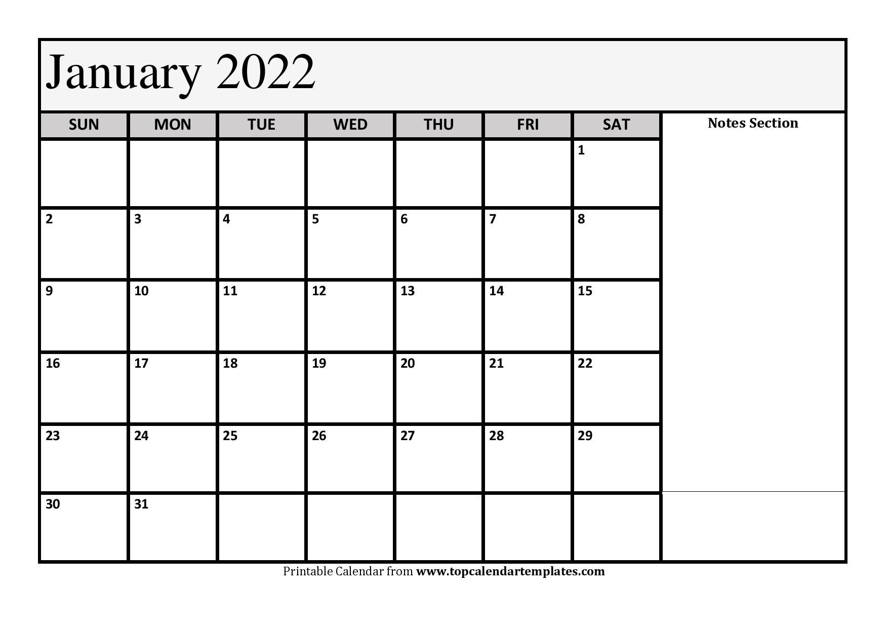 Printable January 2022 Calendar Template (Pdf, Word, Excel)