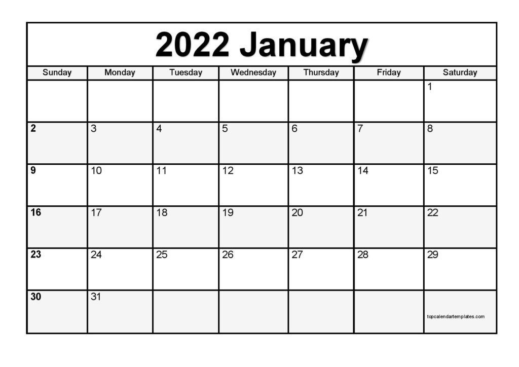 Printable January 2022 Calendar Template (Pdf, Word, Excel)