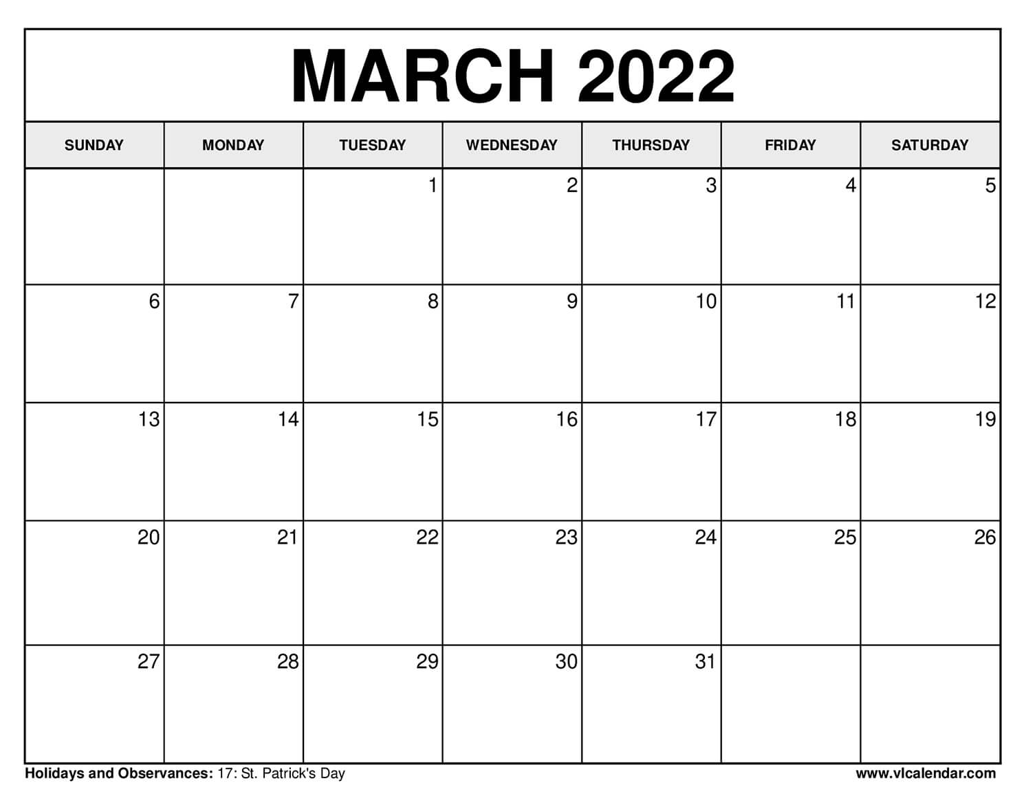 Printable March 2021 Calendars