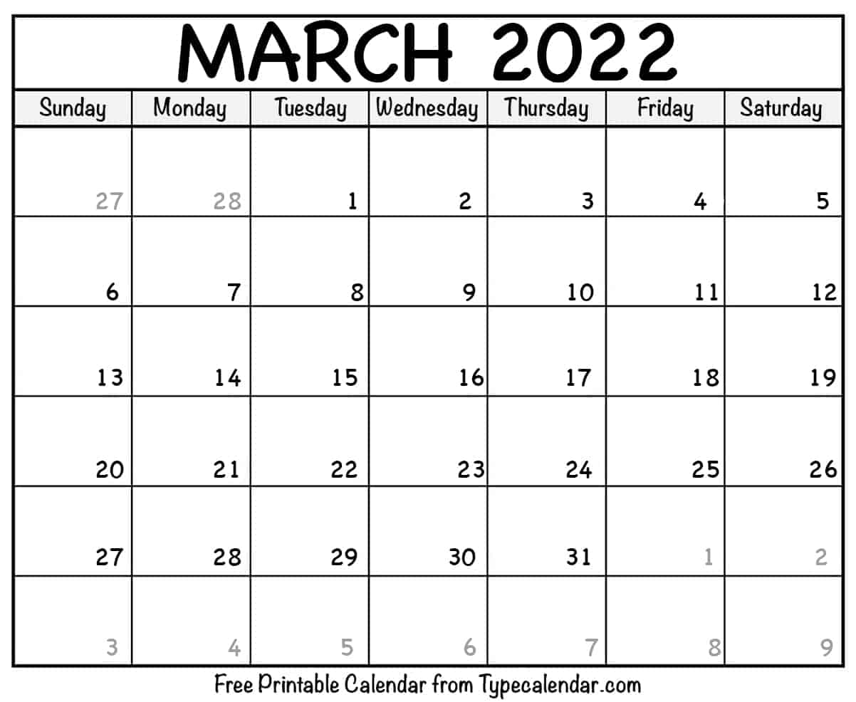 San Francisco Calendar March 2022