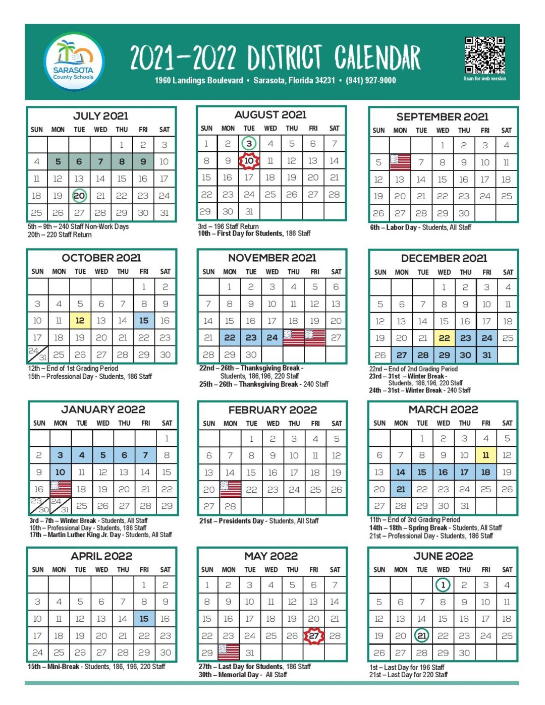 January 2022 School Calendar