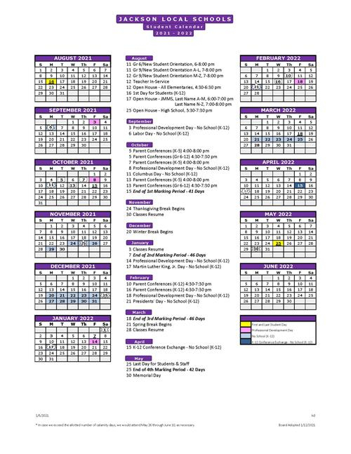 School Calendar 2022