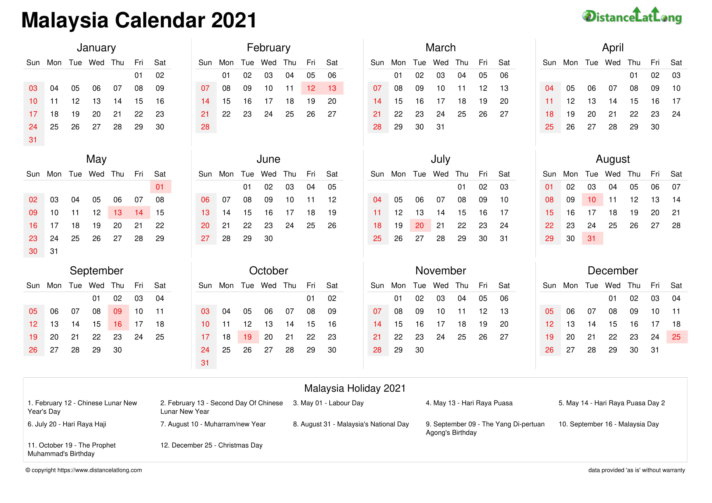 Calendar 2022 January Malaysia