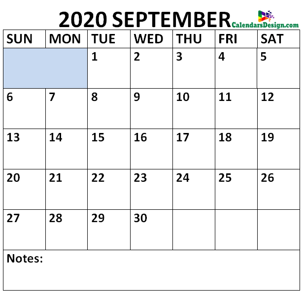 September 2020 Calendar Portrait In 2020 | September