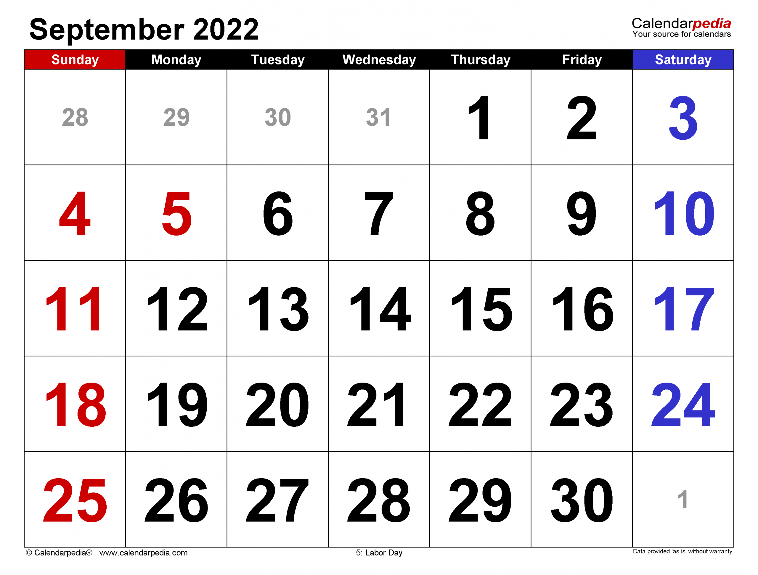 September 2022 Calendar Fun Facts