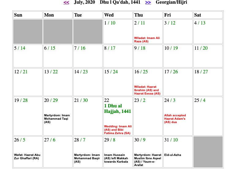 Shia Islamic Calendar 2025 Usa