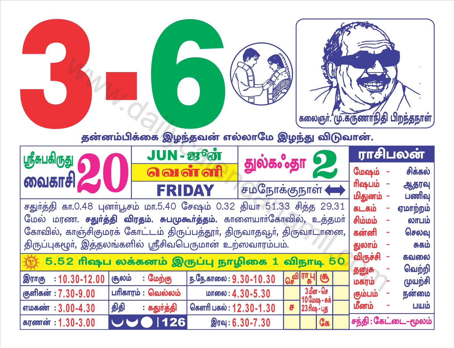 Tamil Daily Calendar 2022 Z06
