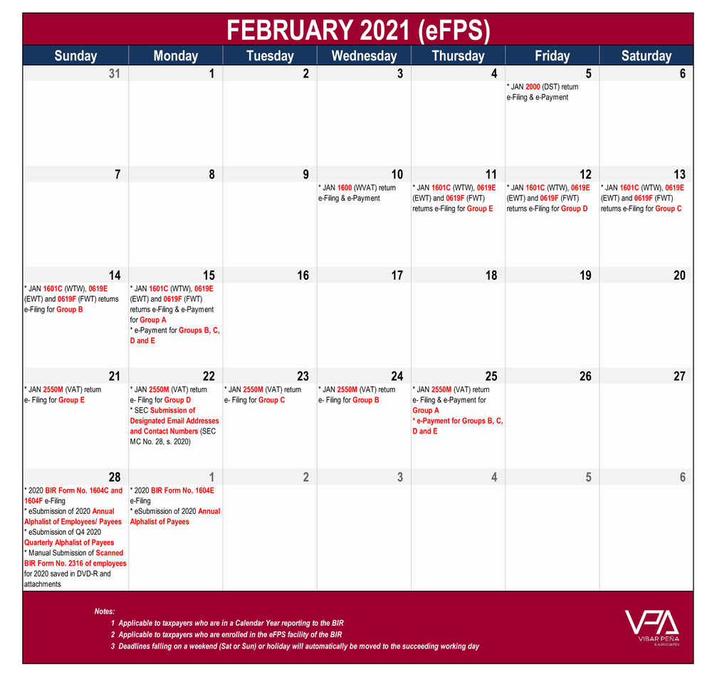 Tax Calendar: February 2021