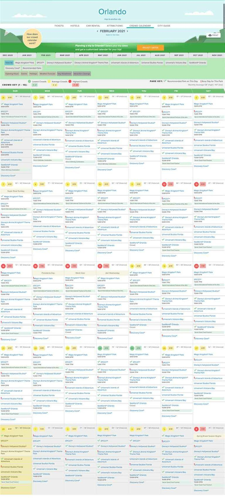 Universal Crowd Calendar 2022