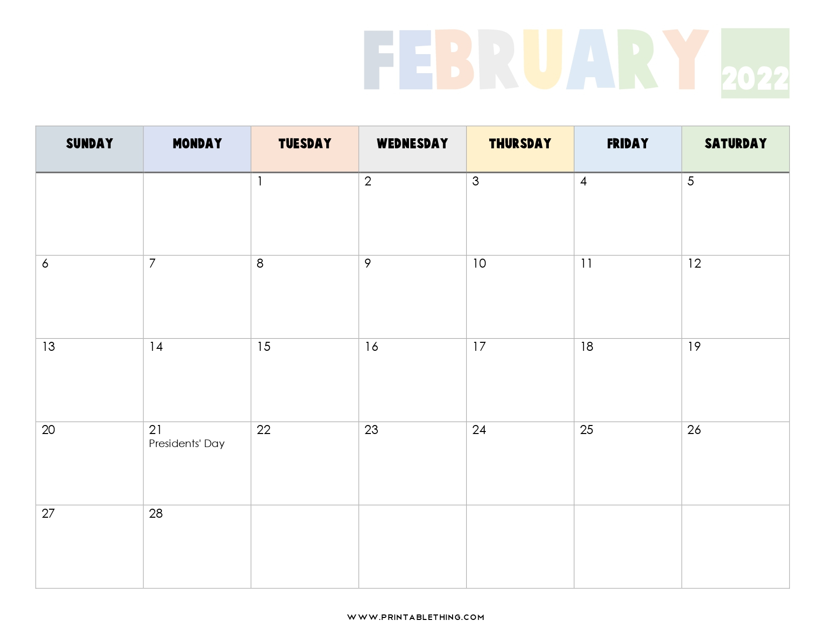 20+ February 2022 Calendar Printable, Pdf, Us Holidays