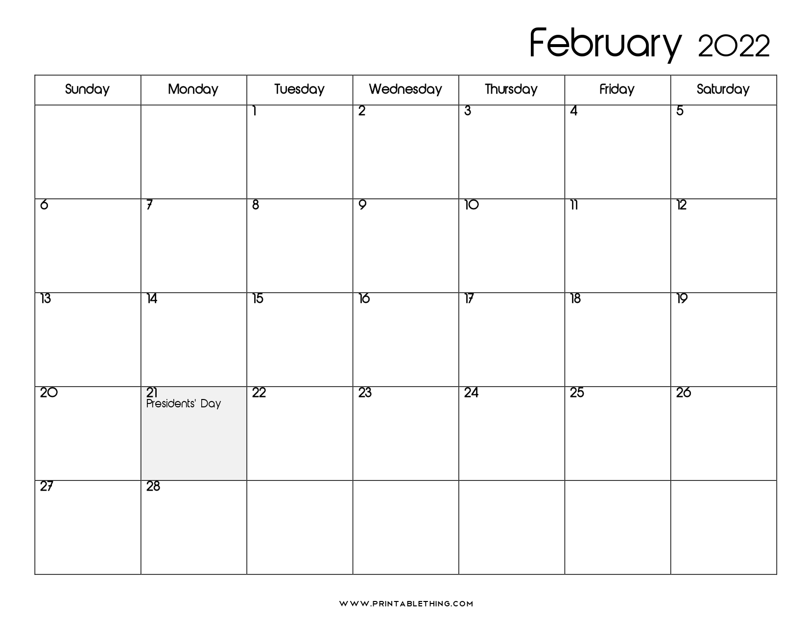 20+ February 2022 Calendar Printable, Pdf, Us Holidays