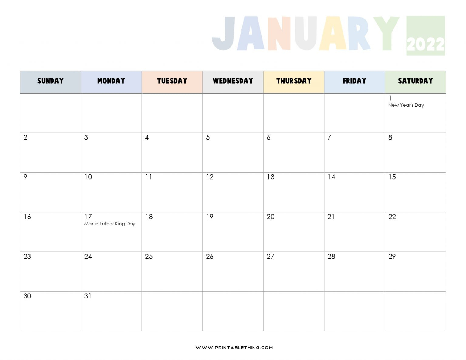 20+ January 2022 Calendar | Printable, Pdf, Us Holidays