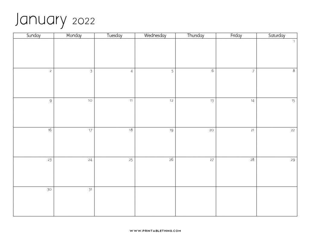 20+ Printable January 2022 Calendar With Holidays, Blank, Free