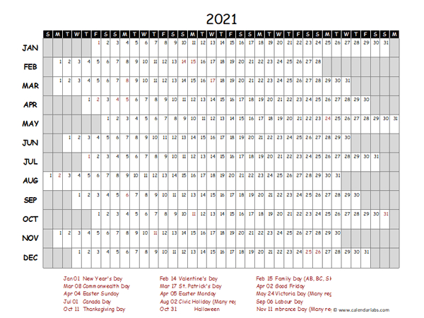 2021 Yearly Project Timeline Calendar Hong Kong - Free