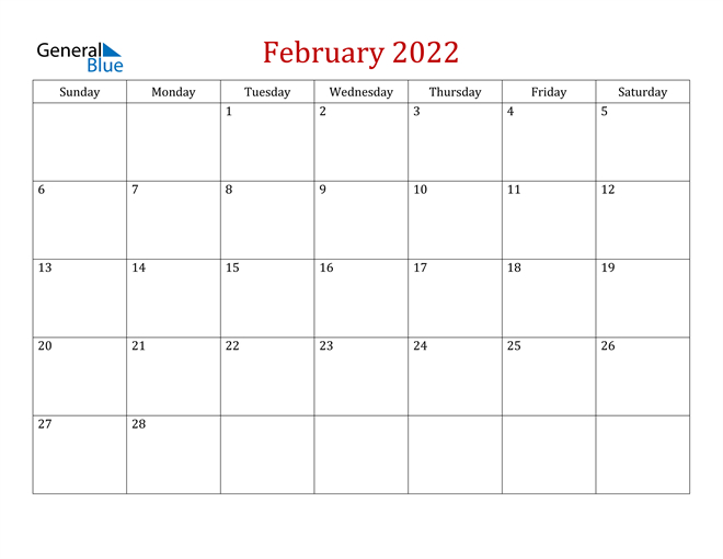February 2022 Calendar (Pdf Word Excel)