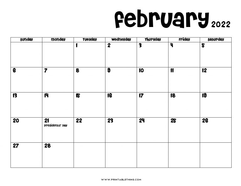 February 2022 Calendar Printable, Pdf, February 2023, 2024