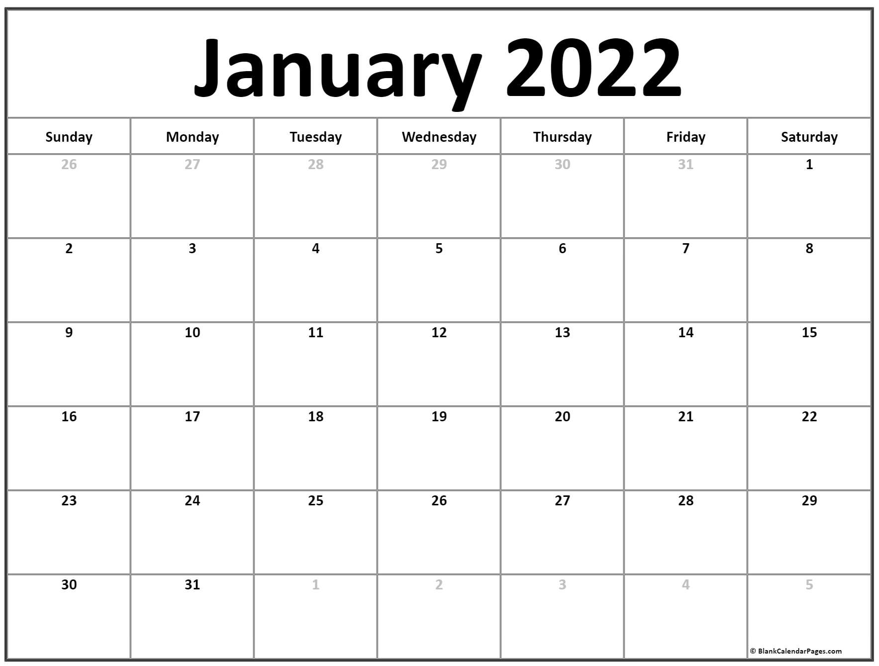 January 2022 Calendar | Free Printable Calendar Templates