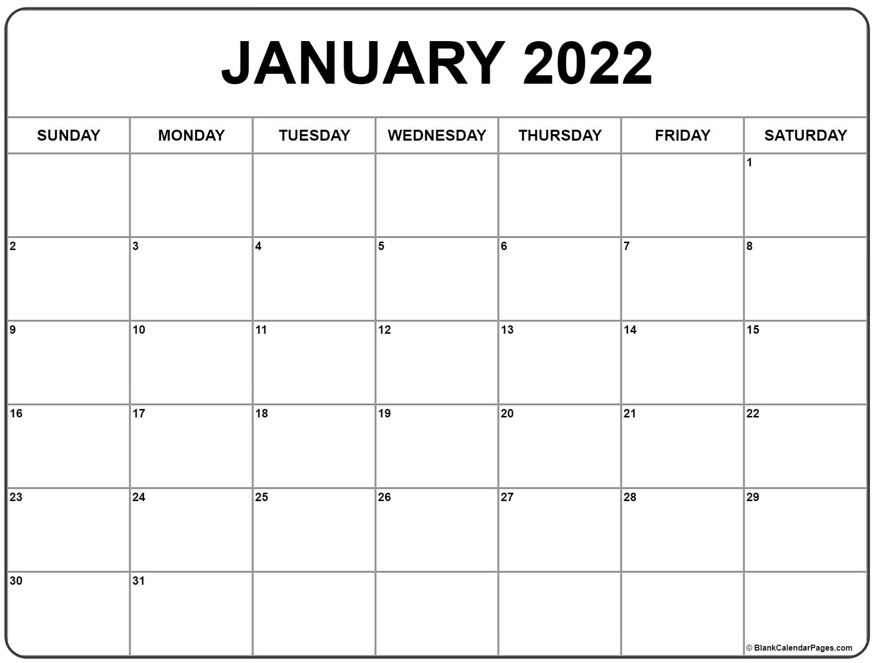 January 2022 Calendar | Free Printable Calendar Templates