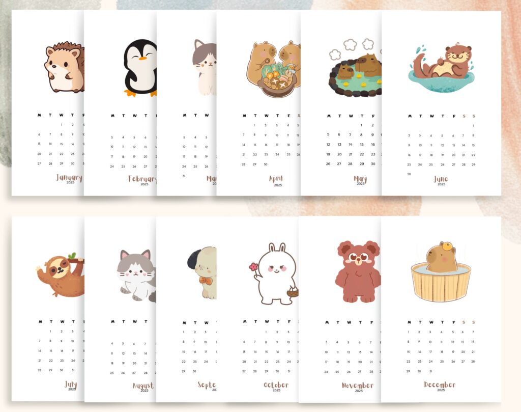 2025 minimalist printable pocket calendar template