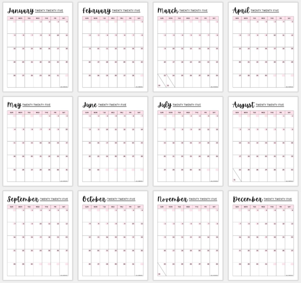 Easy-to-read Large Print Free Printable Calendar 2025