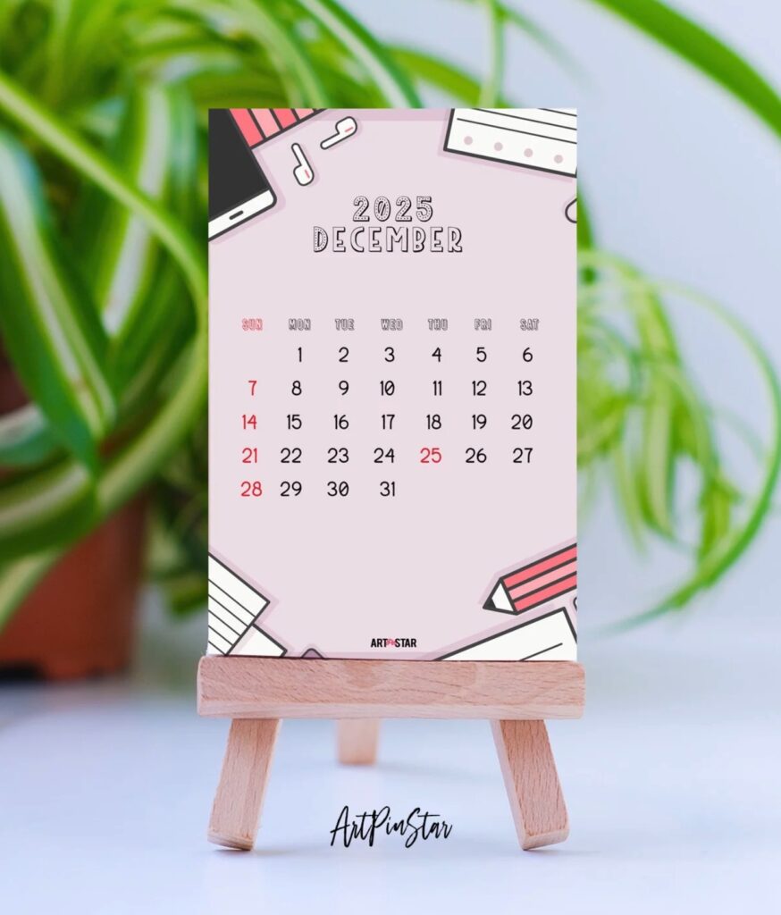mini standing desk calendar 2025