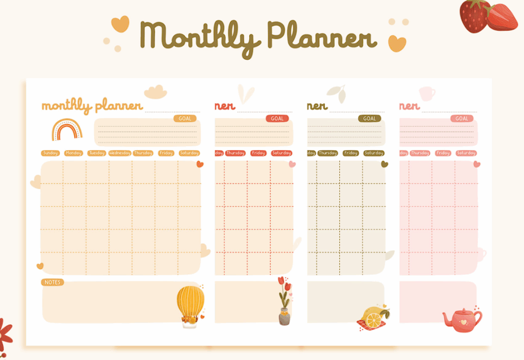 Kawaii Monthly Planner Template Kawaii Monthly Planner Template