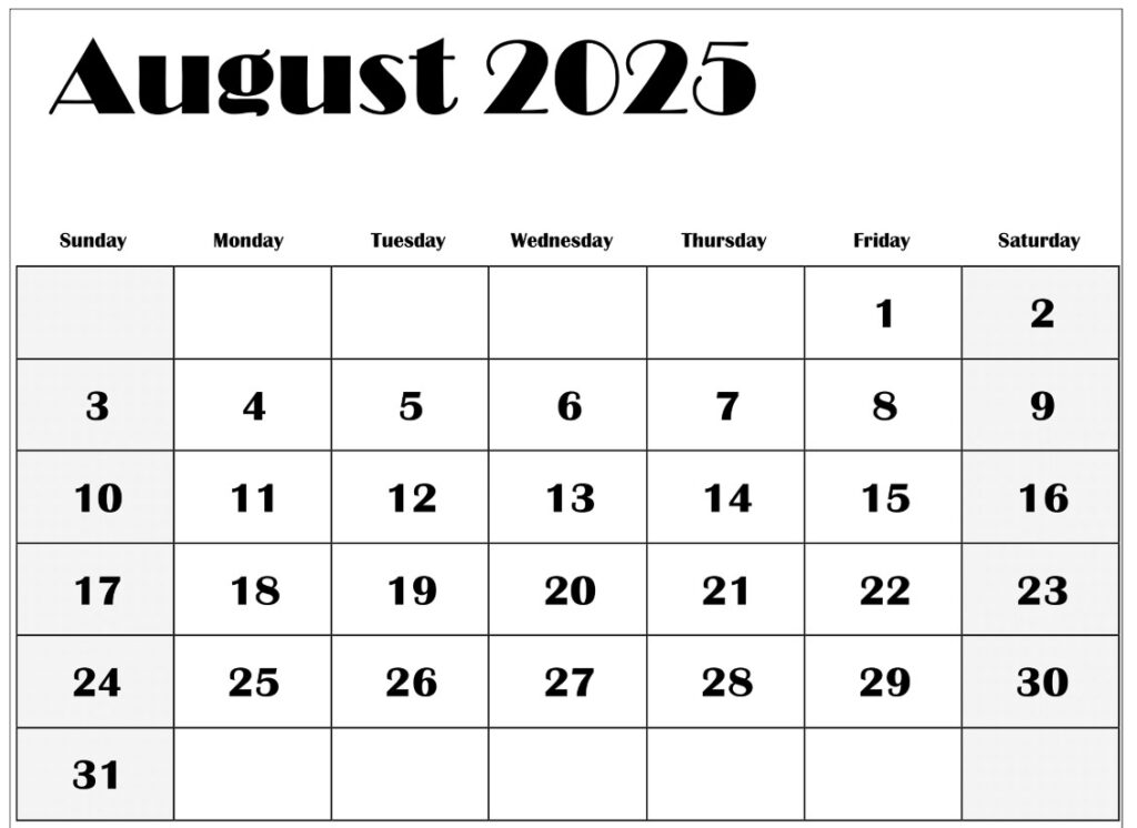 august 2025 calendar printable free august 2025 calendar printable free