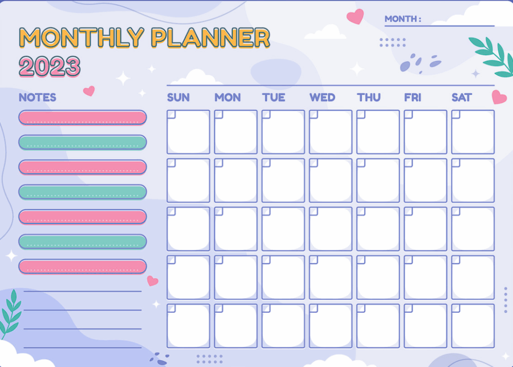 kawaii monthly planner template free kawaii monthly planner template free