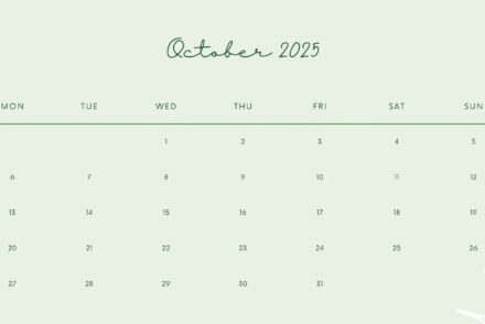 Free printable October 2025 Monthly Calendar Planner Green Design