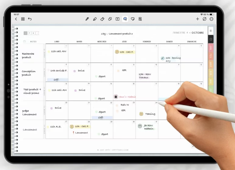 Digital 2025 calendar app interface showing customizable monthly views for planning