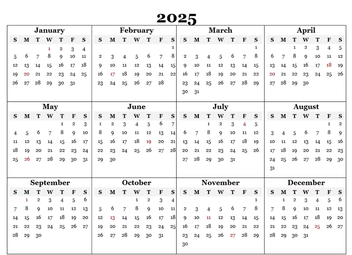 Free 2025 calendar summary with yearly planning ideas and download links
