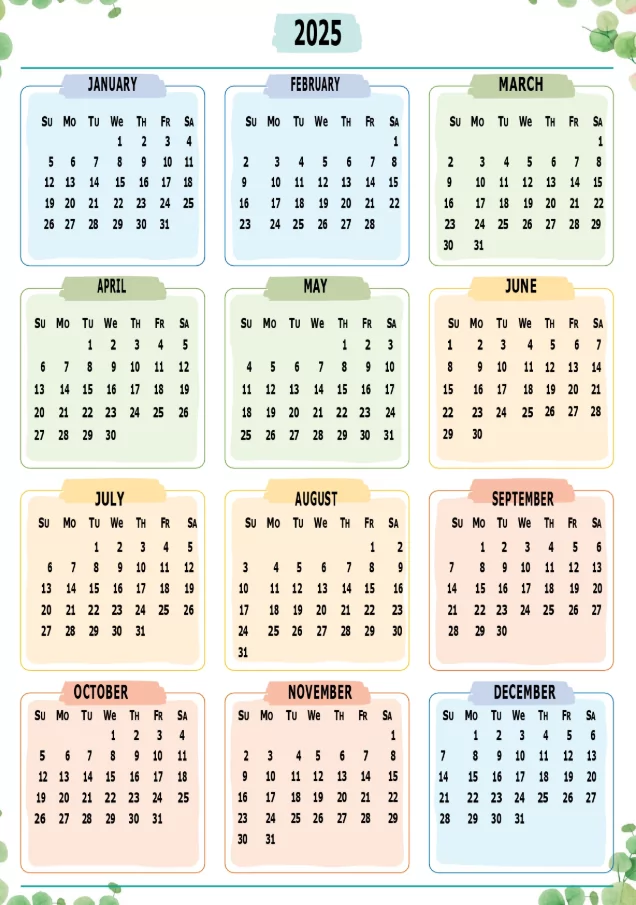 Minimalist 2025 calendar design with goal tracker and lined notes section