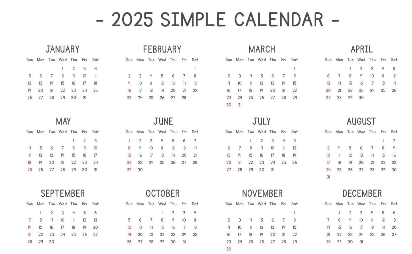 Minimalist 2025 calendar with clean lines and neutral colors on a wooden desk