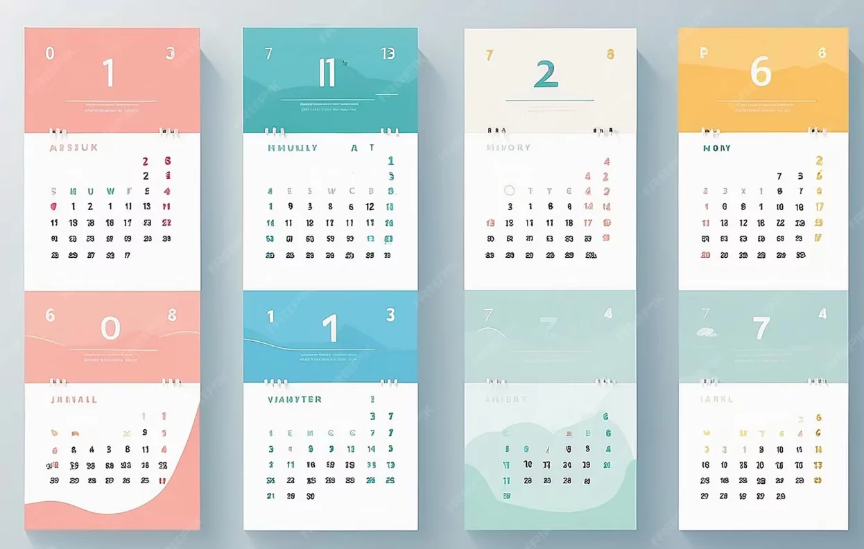 Asymmetrical minimalist calendar typography and layout