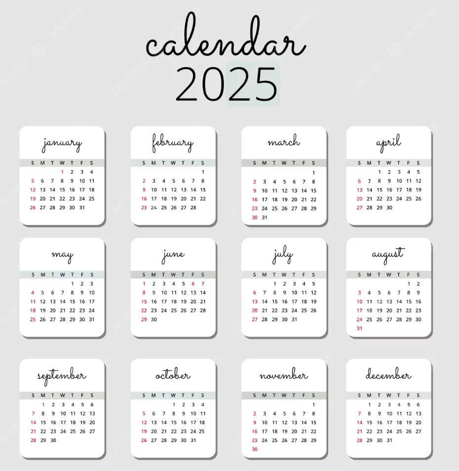 Minimalist 2025 calendar template ready to print