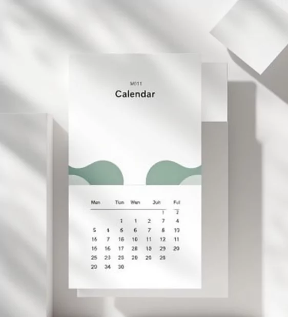 Minimalist calendar design with clean white space