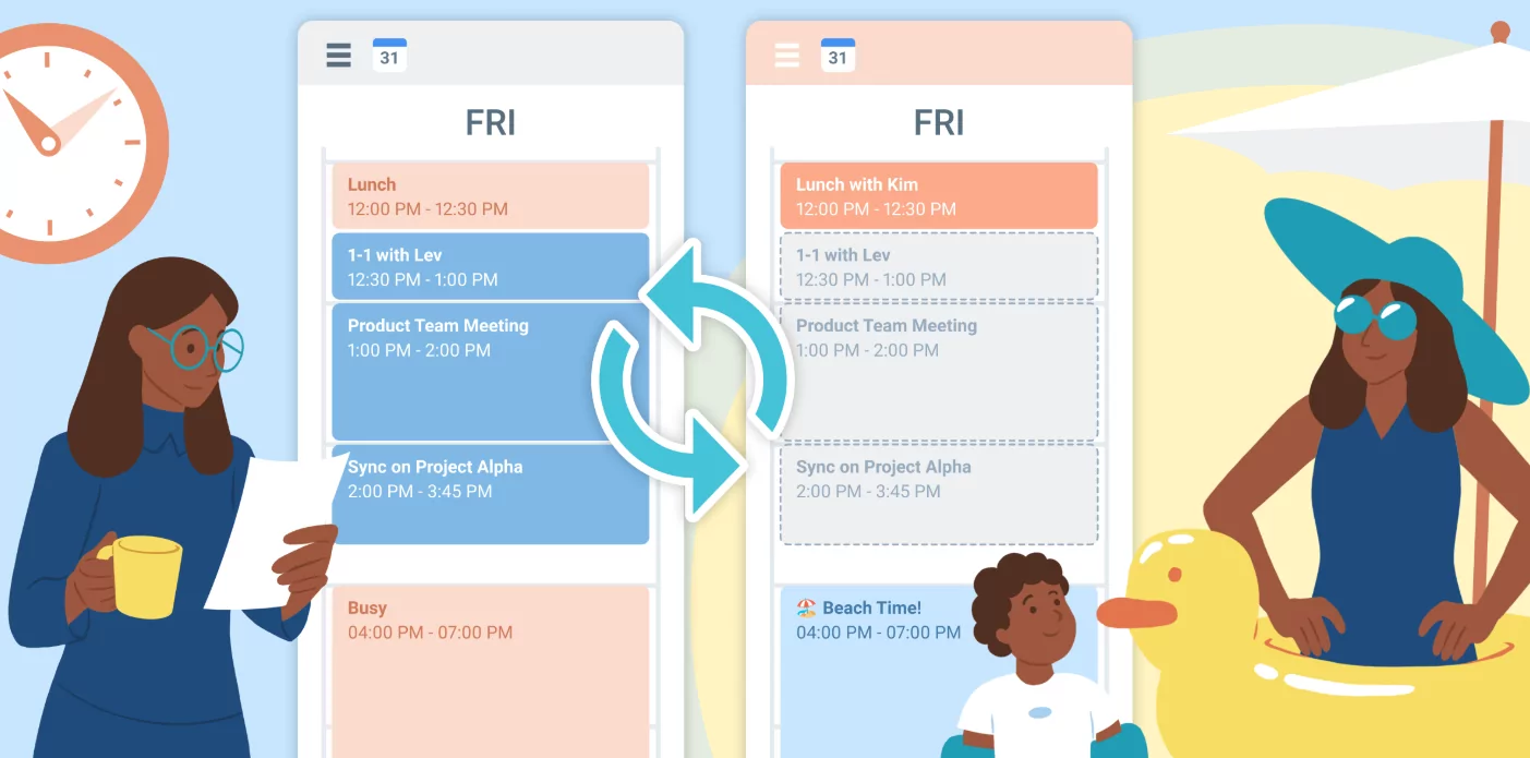 Multiple device screens showing synchronized calendar
