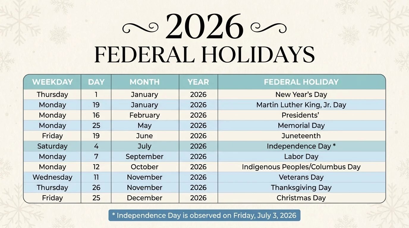 International Holidays 2026